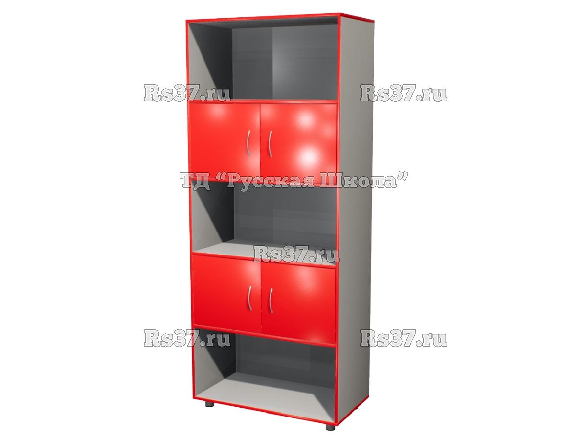 Шкаф КВАНТ широкий полуоткрытый М2 «Точка роста» (ЛДСП 22 мм, к. Серый, ф. Красный)