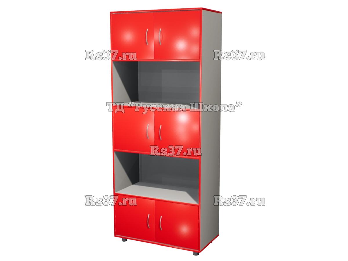 Шкаф КВАНТ широкий полуоткрытый М3 «Точка роста» (ЛДСП 22 мм, к. Серый, ф. Красный)