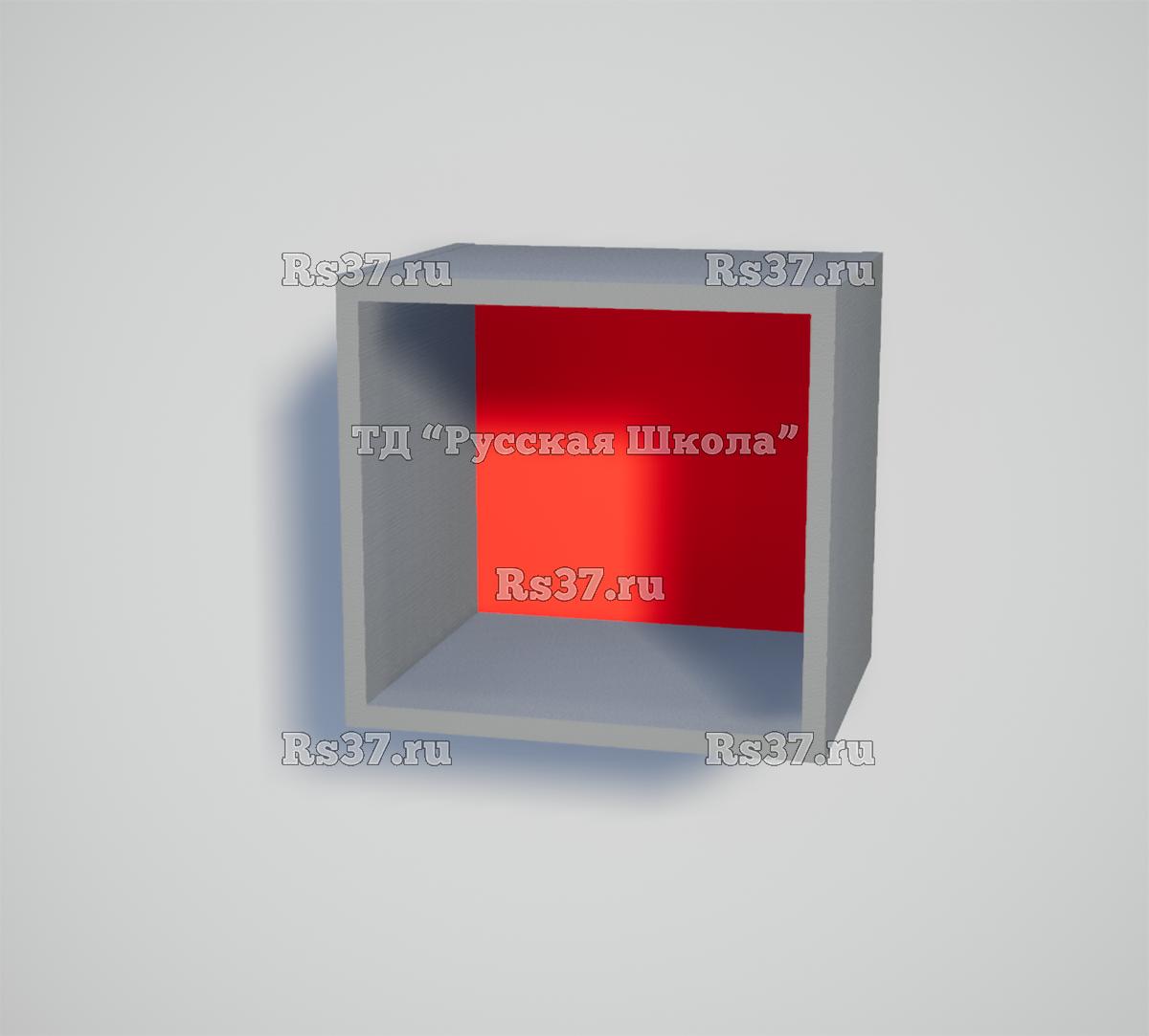 Полка КАСКАД N11 навесная открытая «Точка роста» (кор. Серый, кр. Серая, стенка Красная)