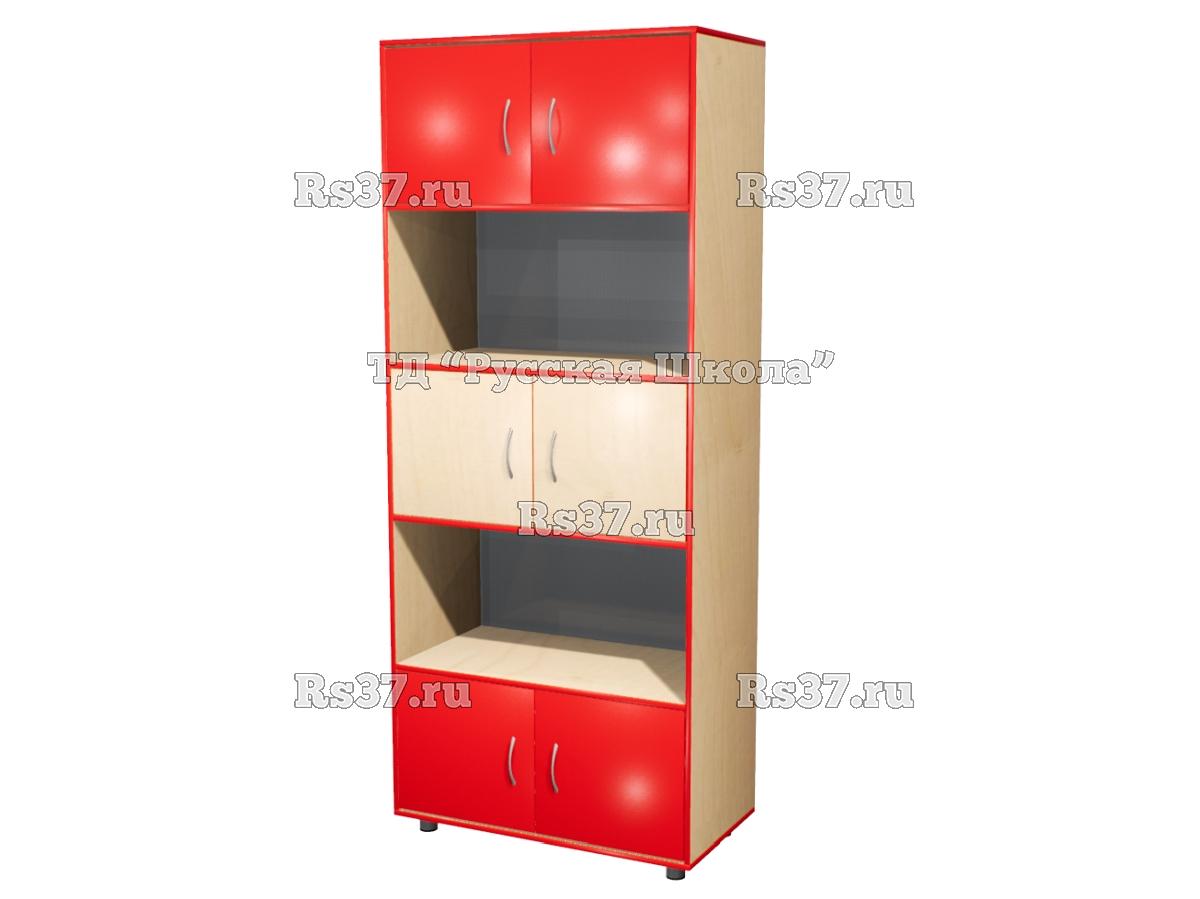 Шкаф КВАНТ широкий полуоткрытый М3 «Точка роста» (ЛДСП 16 мм, к. Клён, ф. Клён/Красный)