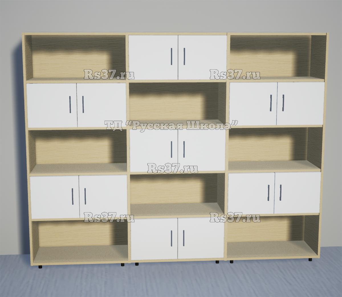Шкаф КВАНТ М7 многосекционный полуоткрытый «Точка роста» (ЛДСП 16 мм, к. Клён, ф. Белый)