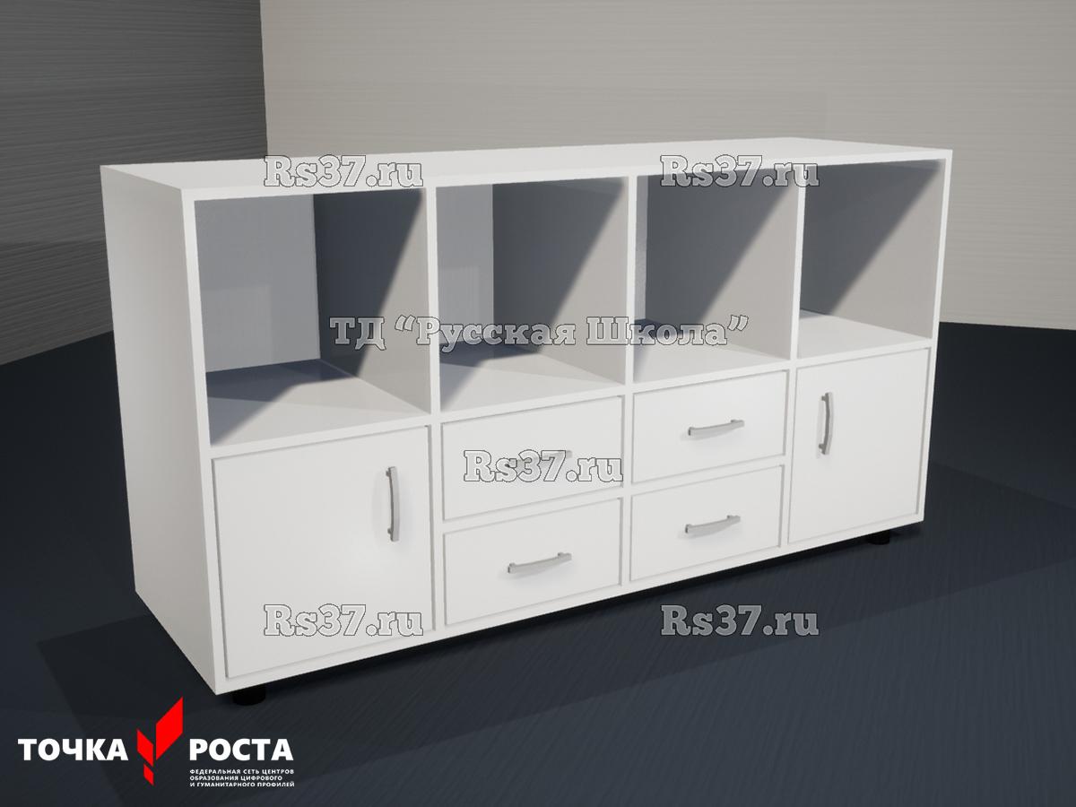 Тумба полуоткрытая 4 ящика и 2 дверцы «Точка роста» (кор. Белый, фас. Белые)