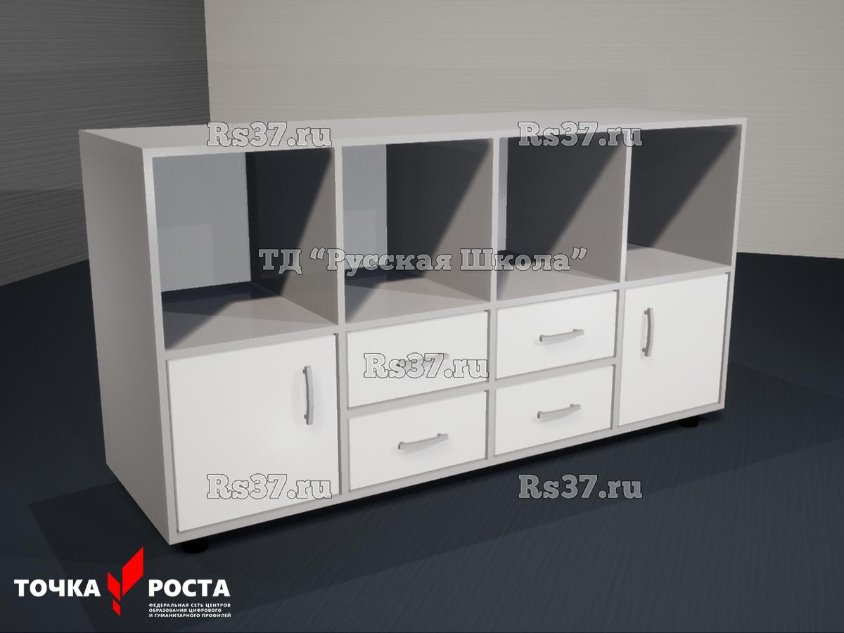 Тумба полуоткрытая 4 ящика и 2 дверцы «Точка роста» (кор. Серый, фас. Белые)