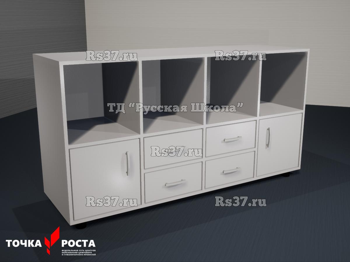 Тумба полуоткрытая 4 ящика и 2 дверцы «Точка роста» (кор. Серый, фас. Серые)