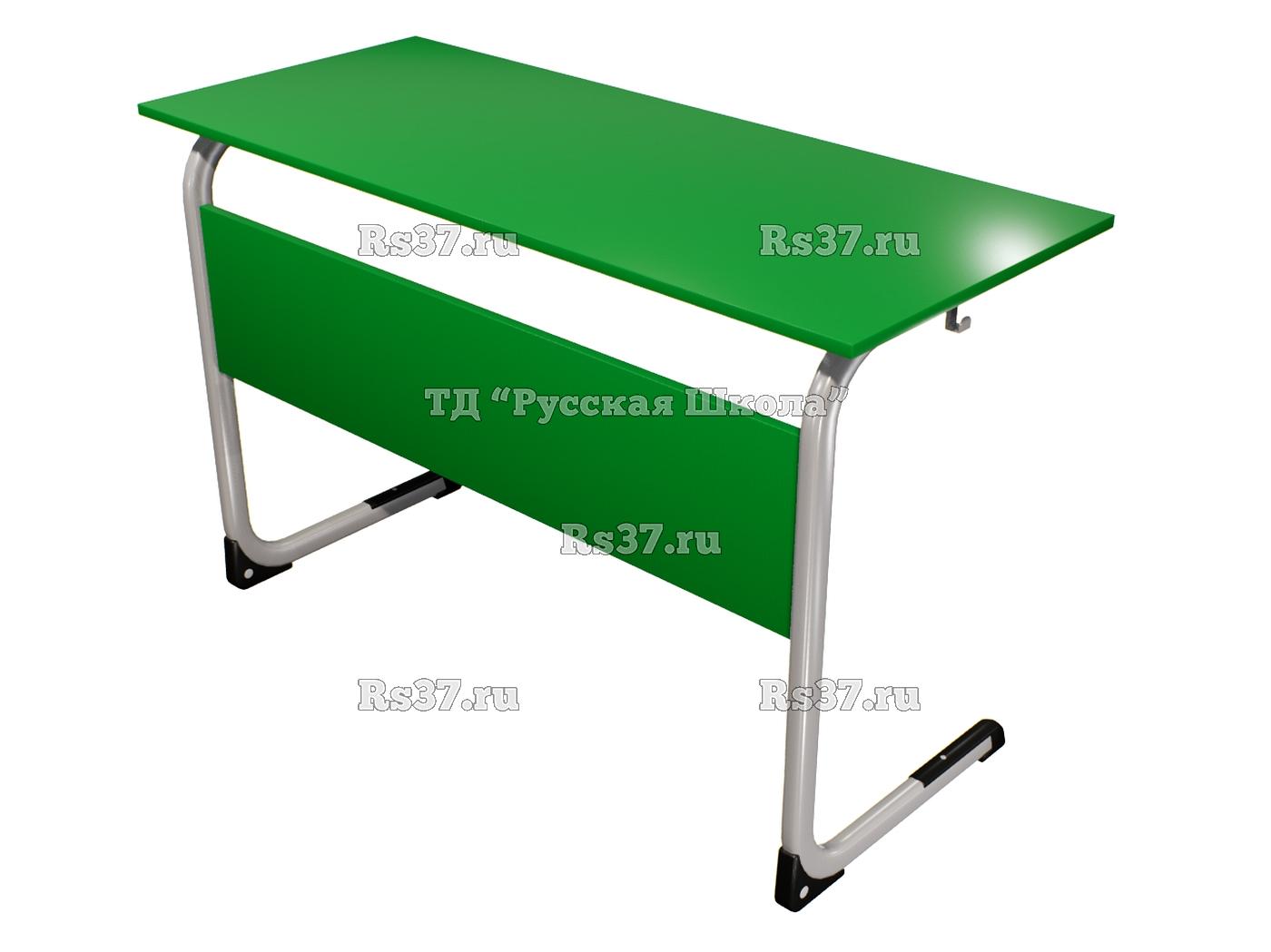 Стол ученический ЭЛЛИПС 2-мест нерегулируемый на плоскоовальной трубе «Точка роста» (гр 6, ст. Зелёная, кр. Зелёная, мк. Серый)
