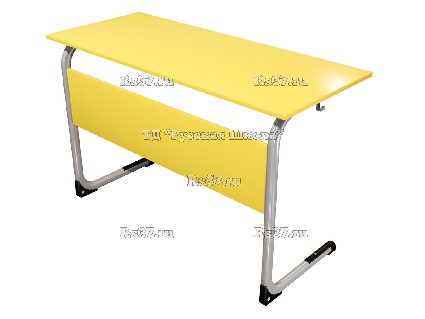 Стол ученический ЭЛЛИПС 2-мест нерегулируемый на плоскоовальной трубе «Точка роста» (гр 6, ст. Жёлтая, кр. Жёлтая, мк. Серый)