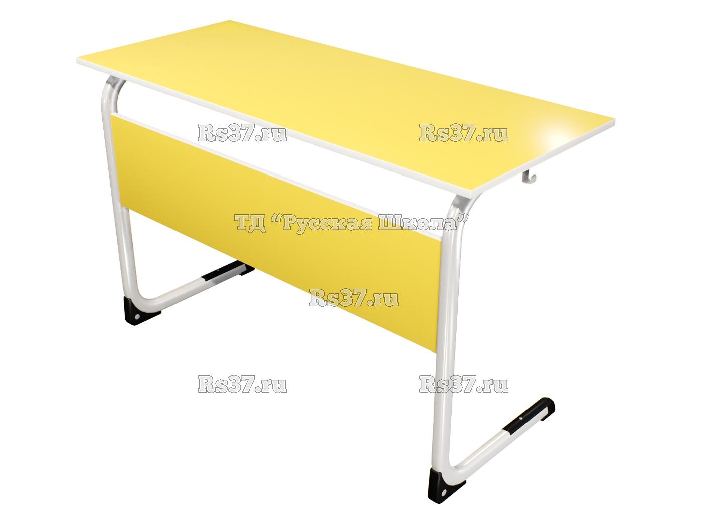 Стол ученический ЭЛЛИПС 2-мест нерегулируемый на плоскоовальной трубе «Точка роста» (гр 6, ст. Жёлтая, кр. Белая, мк. Белый)