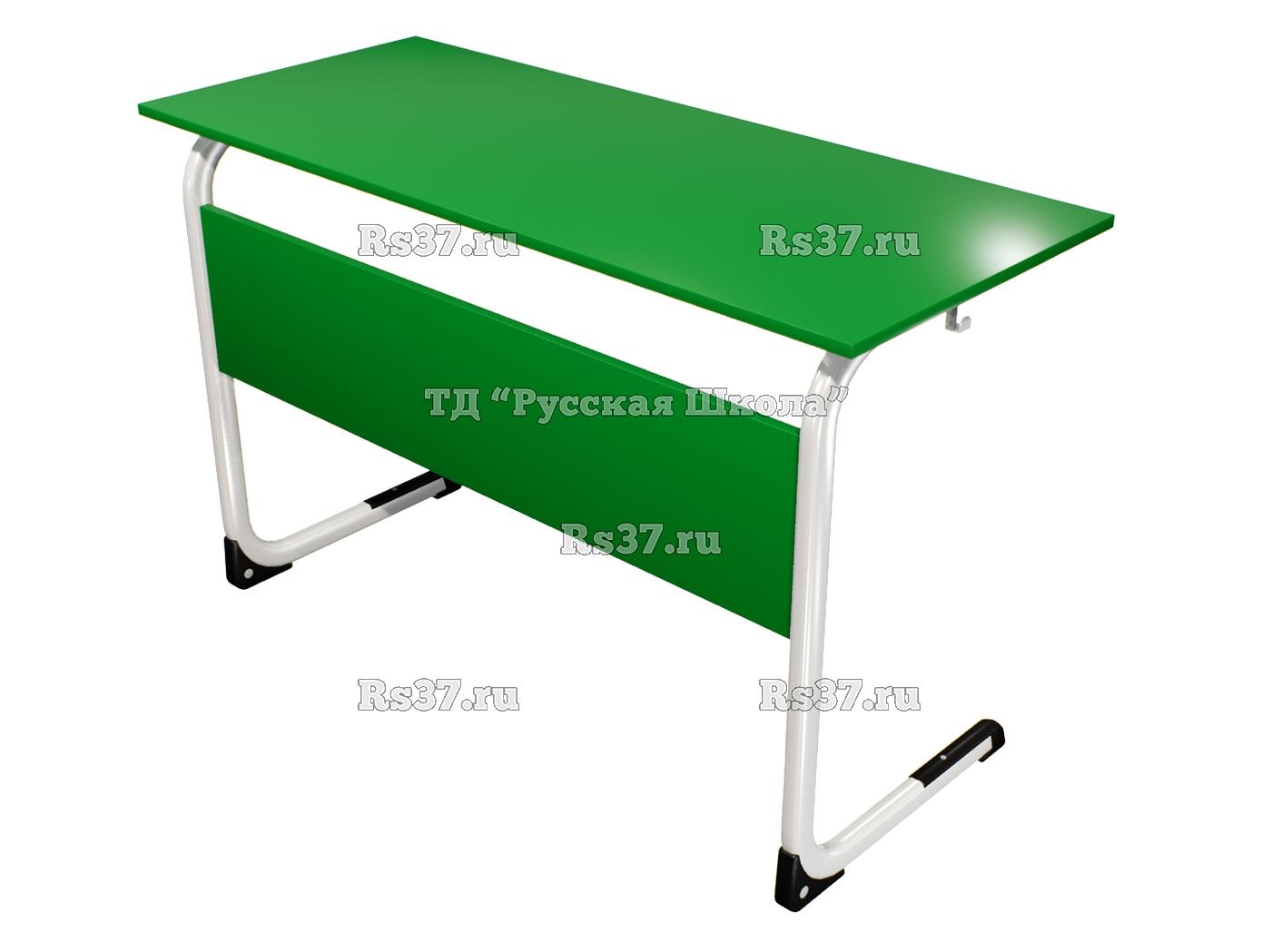 Стол ученический ЭЛЛИПС 2-мест нерегулируемый на плоскоовальной трубе «Точка роста» (гр 6, ст. Зелёная, кр. Зелёная, мк. Белый)
