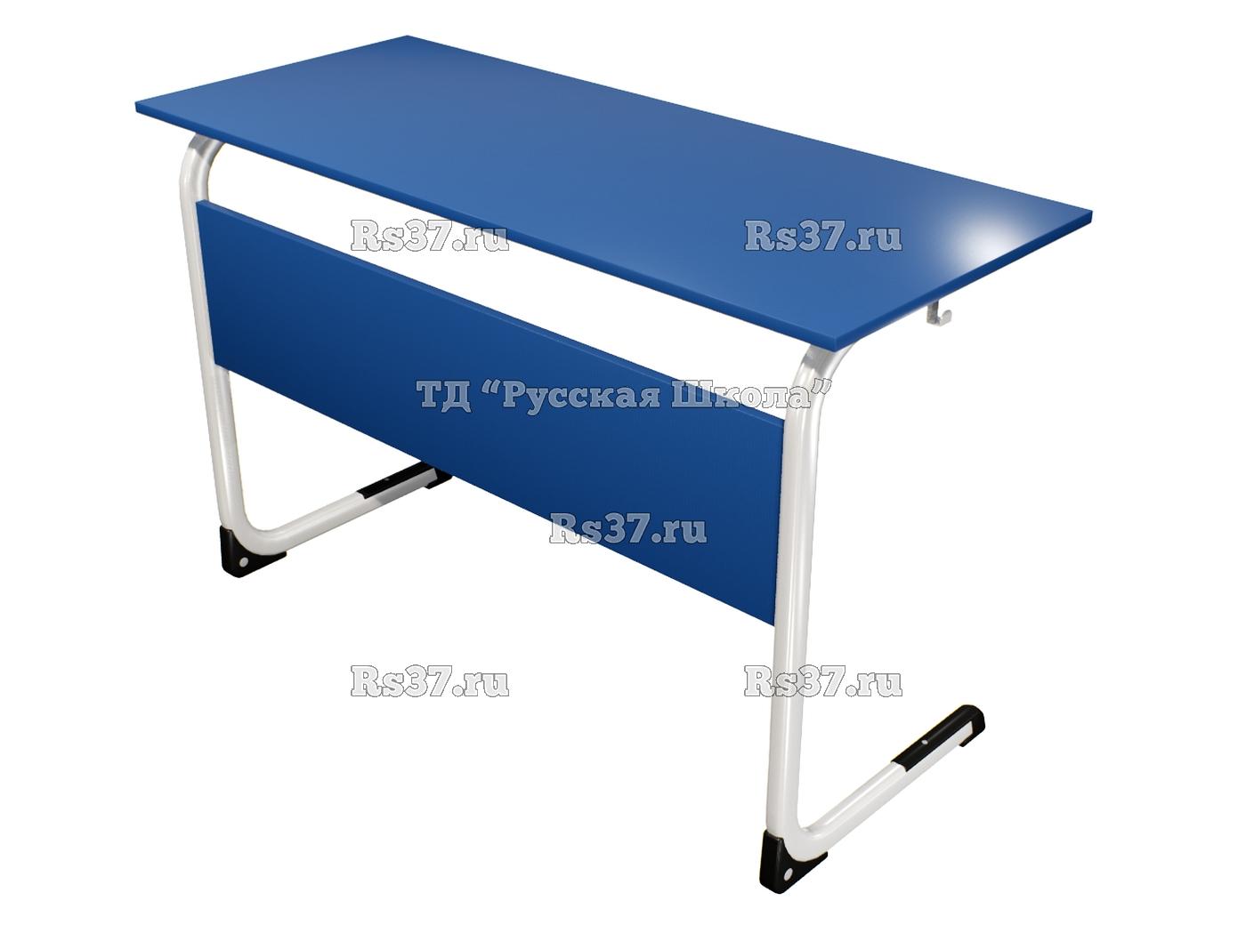 Стол ученический ЭЛЛИПС 2-мест нерегулируемый на плоскоовальной трубе «Точка роста» (гр 6, ст. Синяя, кр. Синяя, мк. Белый)
