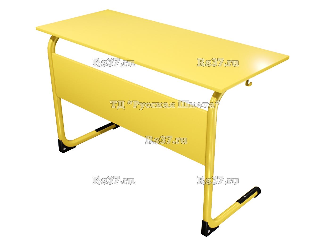 Стол ученический ЭЛЛИПС 2-мест нерегулируемый на плоскоовальной трубе «Точка роста» (гр 6, ст. Жёлтая, кр. Жёлтая, мк. Жёлтый)
