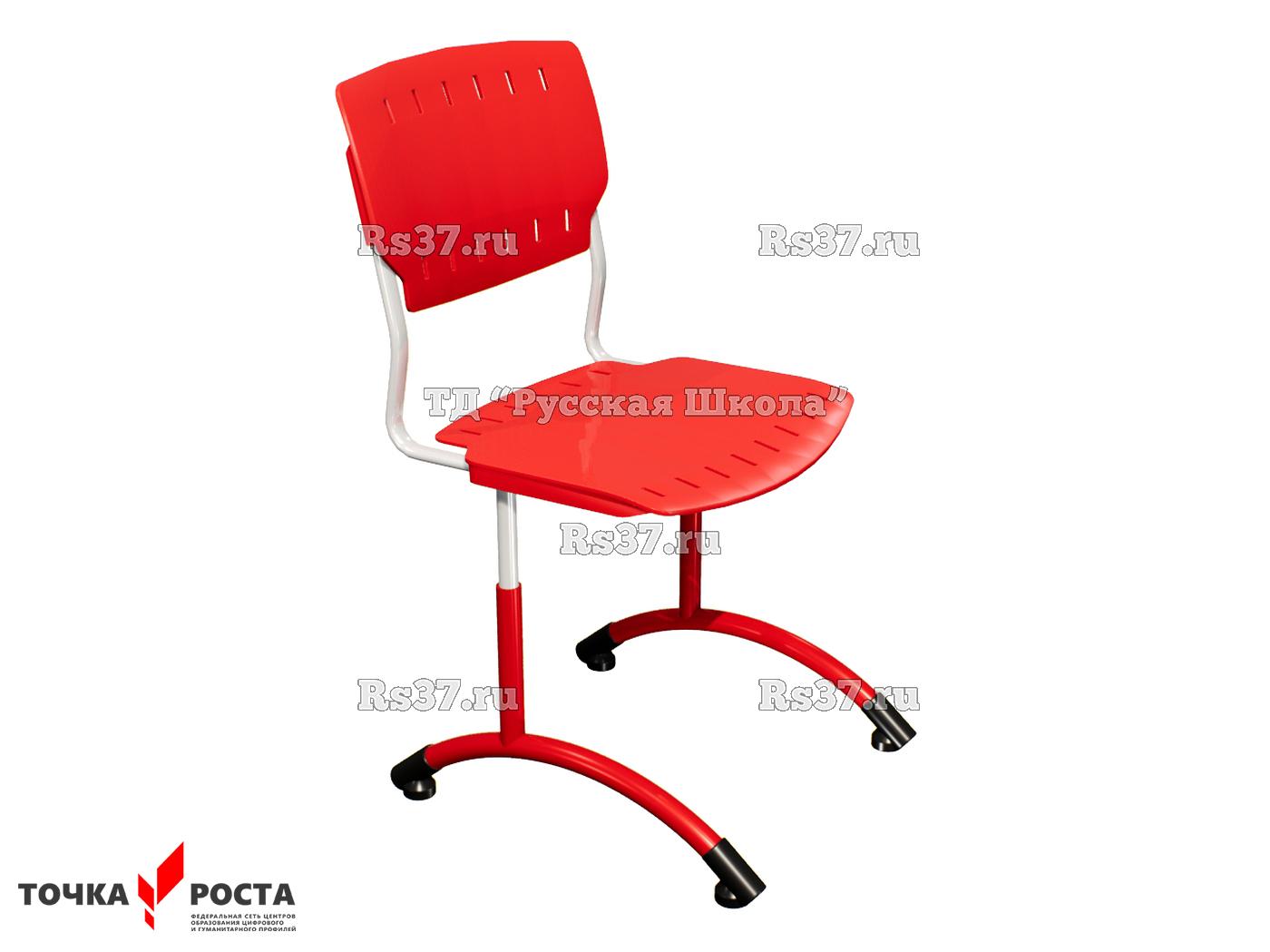 Стул ДЖЕТ регулируемый на круглой трубе «Точка роста» (гр. 4-6, пластик Сигма), ц. Красный, мк. Белый/Красный