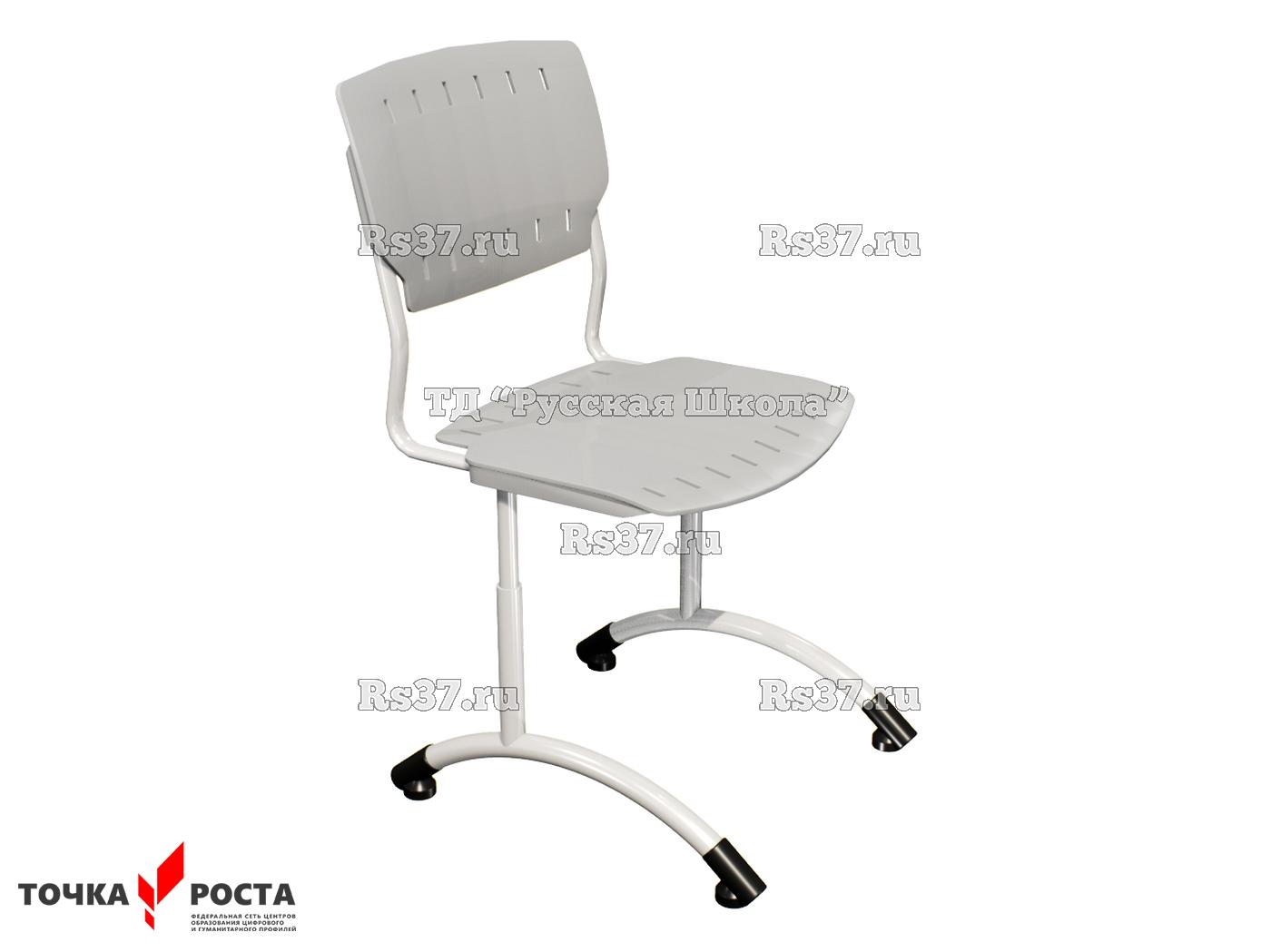 Стул ДЖЕТ регулируемый на круглой трубе «Точка роста» (гр. 4-6, пластик Сигма), ц. Серый, мк. Белый