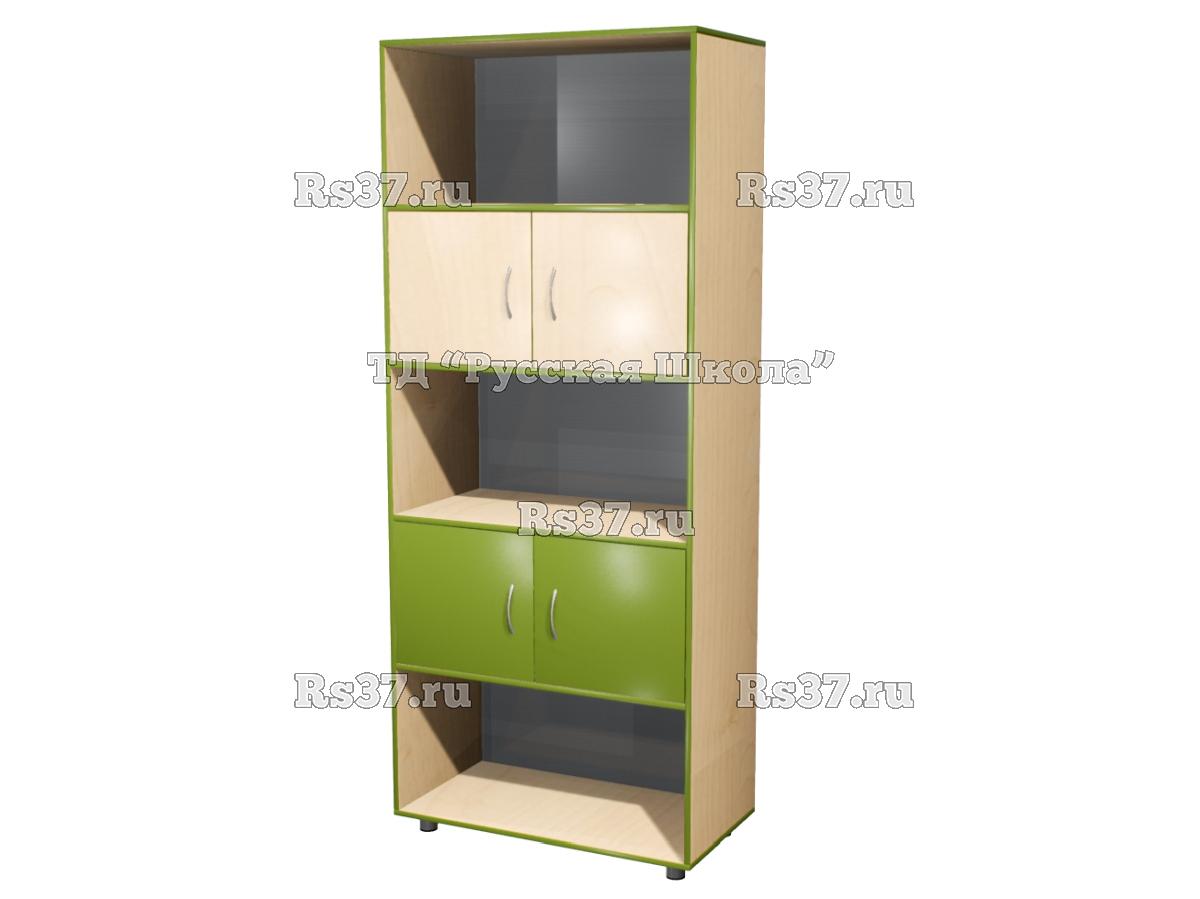 Шкаф КВАНТ широкий полуоткрытый М2 «Точка роста» (ЛДСП 22 мм, к. Клён, ф. Клён/Гринери)