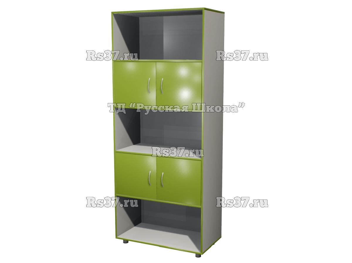 Шкаф КВАНТ широкий полуоткрытый М2 «Точка роста» (ЛДСП 22 мм, к. Серый, ф. Гринери)