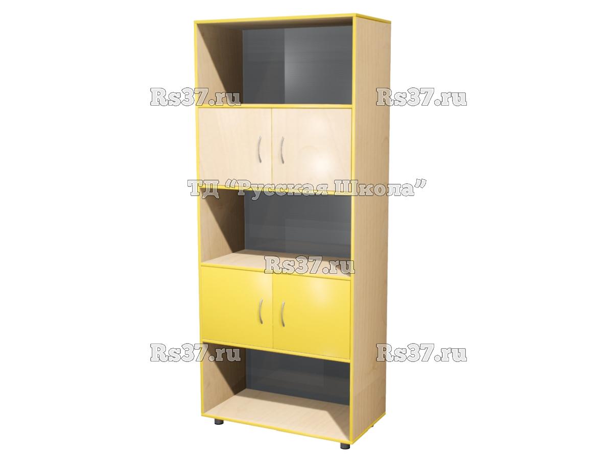 Шкаф КВАНТ широкий полуоткрытый М2 «Точка роста» (ЛДСП 16 мм, к. Клён, ф. Клён/Жёлтый)