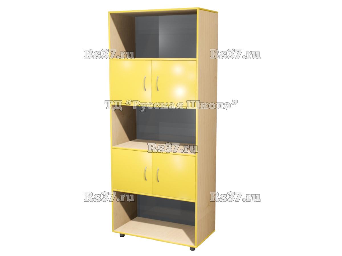 Шкаф КВАНТ широкий полуоткрытый М2 «Точка роста» (ЛДСП 22 мм, к. Клён, ф. Жёлтый)
