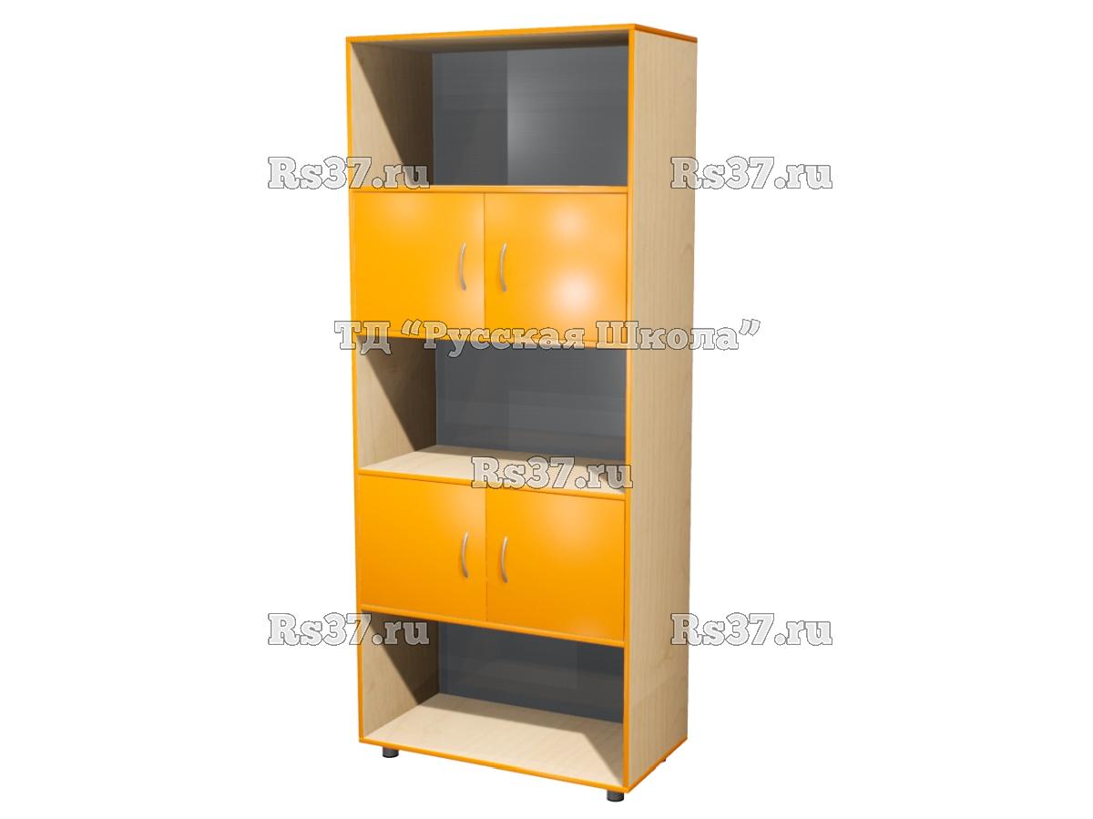 Шкаф КВАНТ широкий полуоткрытый М2 «Точка роста» (ЛДСП 22 мм, к. Клён, ф. Оранжевый)
