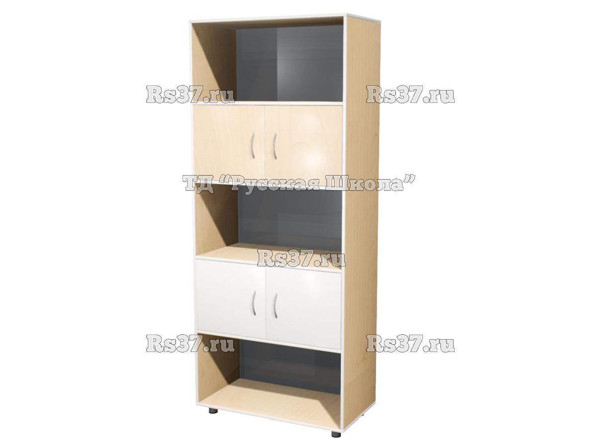 Шкаф КВАНТ широкий полуоткрытый М2 «Точка роста» (ЛДСП 22 мм, к. Клён, ф. Клён/Белый)