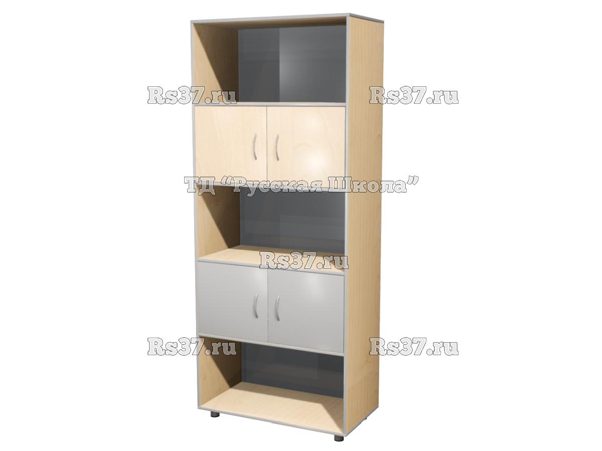 Шкаф КВАНТ широкий полуоткрытый М2 «Точка роста» (ЛДСП 16 мм, к. Клён, ф. Клён/Серый)