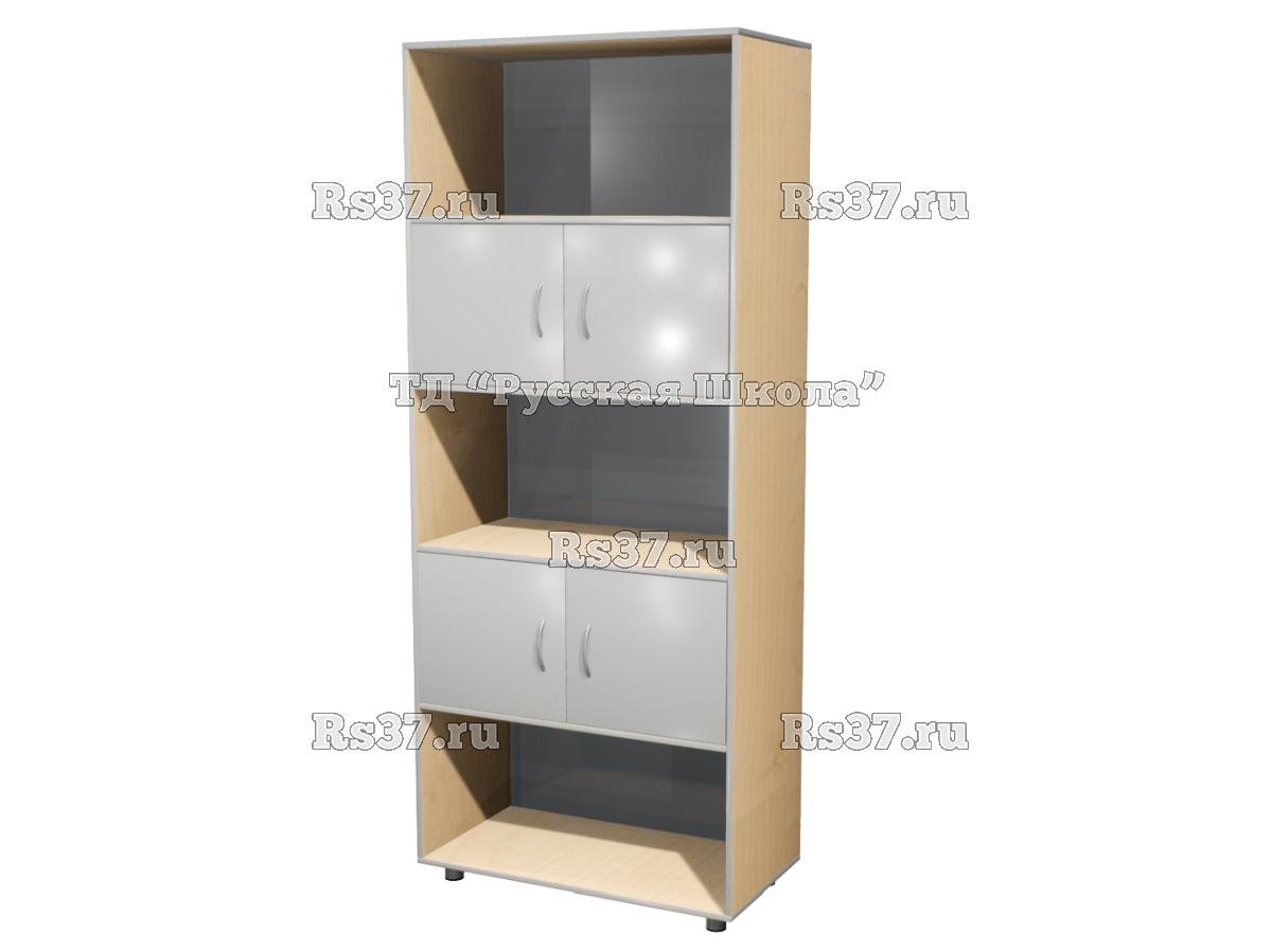 Шкаф КВАНТ широкий полуоткрытый М2 «Точка роста» (ЛДСП 22 мм, к. Клён, ф. Серый)