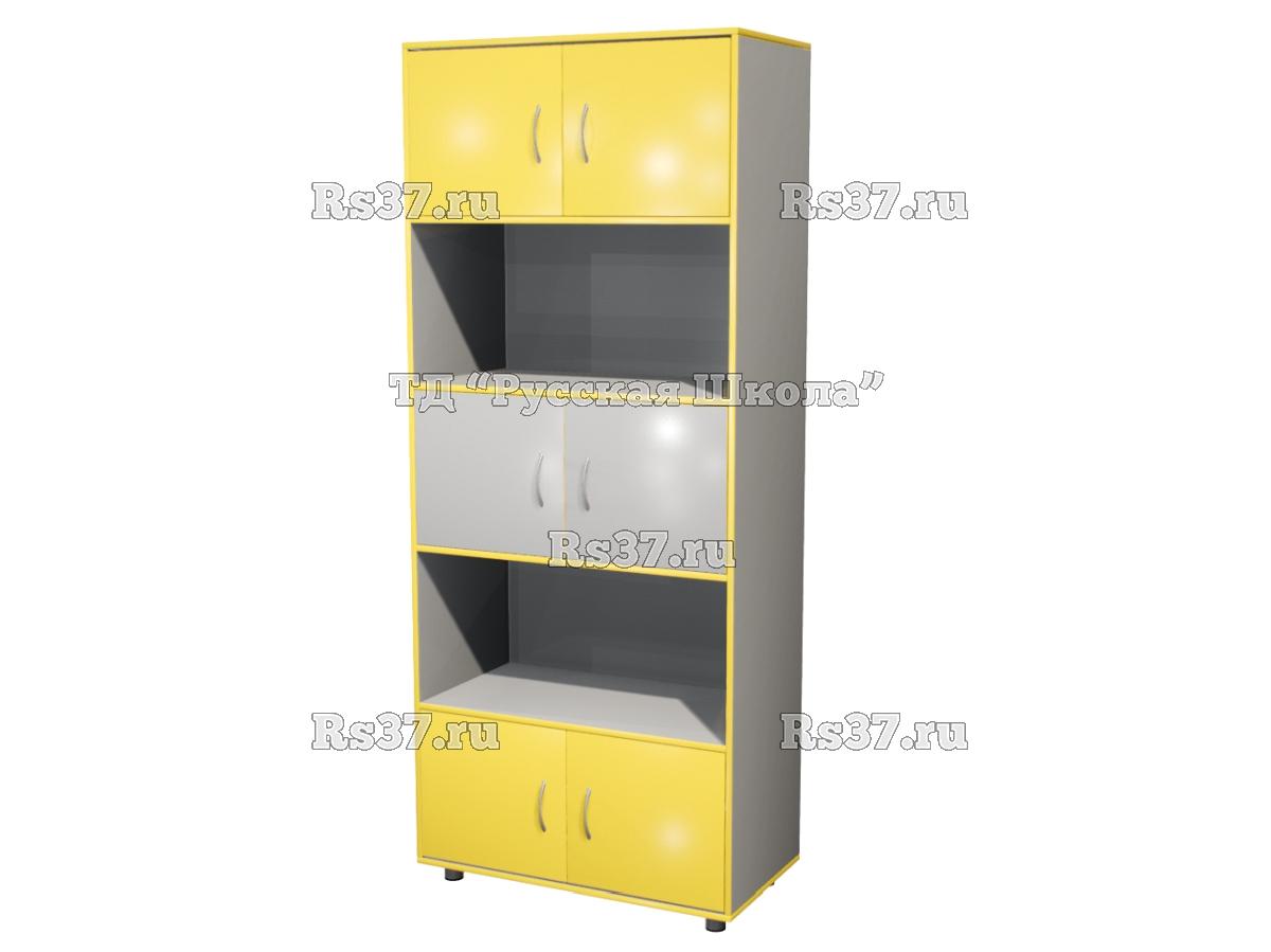 Шкаф КВАНТ широкий полуоткрытый М3 «Точка роста» (ЛДСП 22 мм, к. Серый, ф. Серый/Жёлтый)