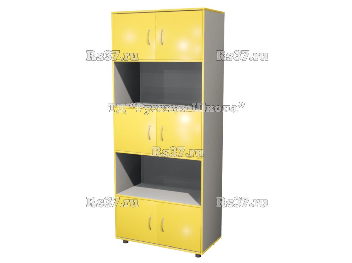 Шкаф КВАНТ широкий полуоткрытый М3 «Точка роста» (ЛДСП 22 мм, к. Серый, ф. Жёлтый)