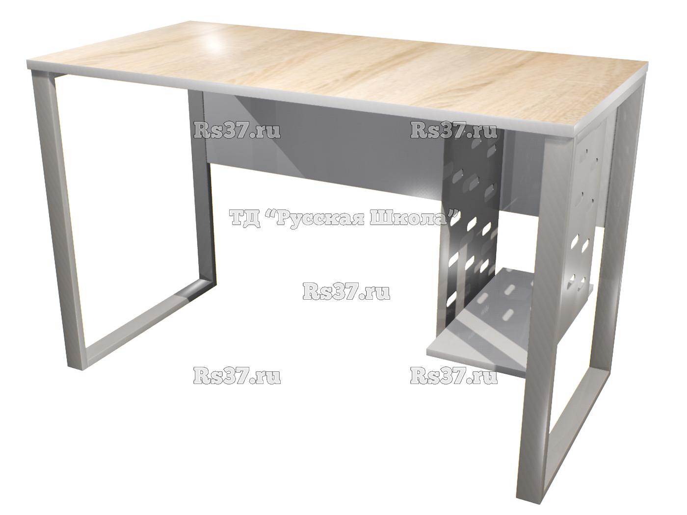 Стол рабочий ЛОФТ на металлокаркасе с подвесом для системного блока «Точка роста» (ст. Дуб Сонома, кр. Серая, мк. Серый)