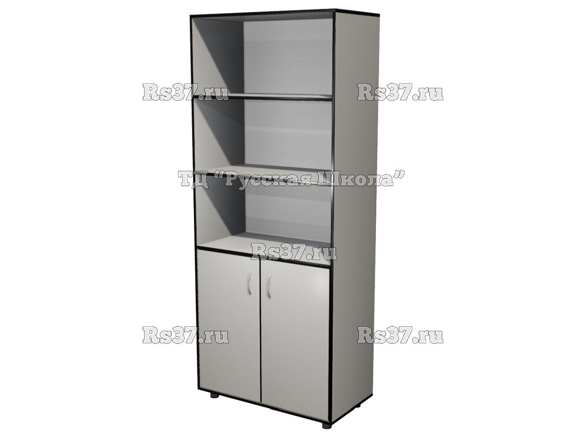 Шкаф КВАНТ широкий полуоткрытый «Точка роста» (ЛДСП 22 мм, к. Серый, ф. Серый, кр. Черная)