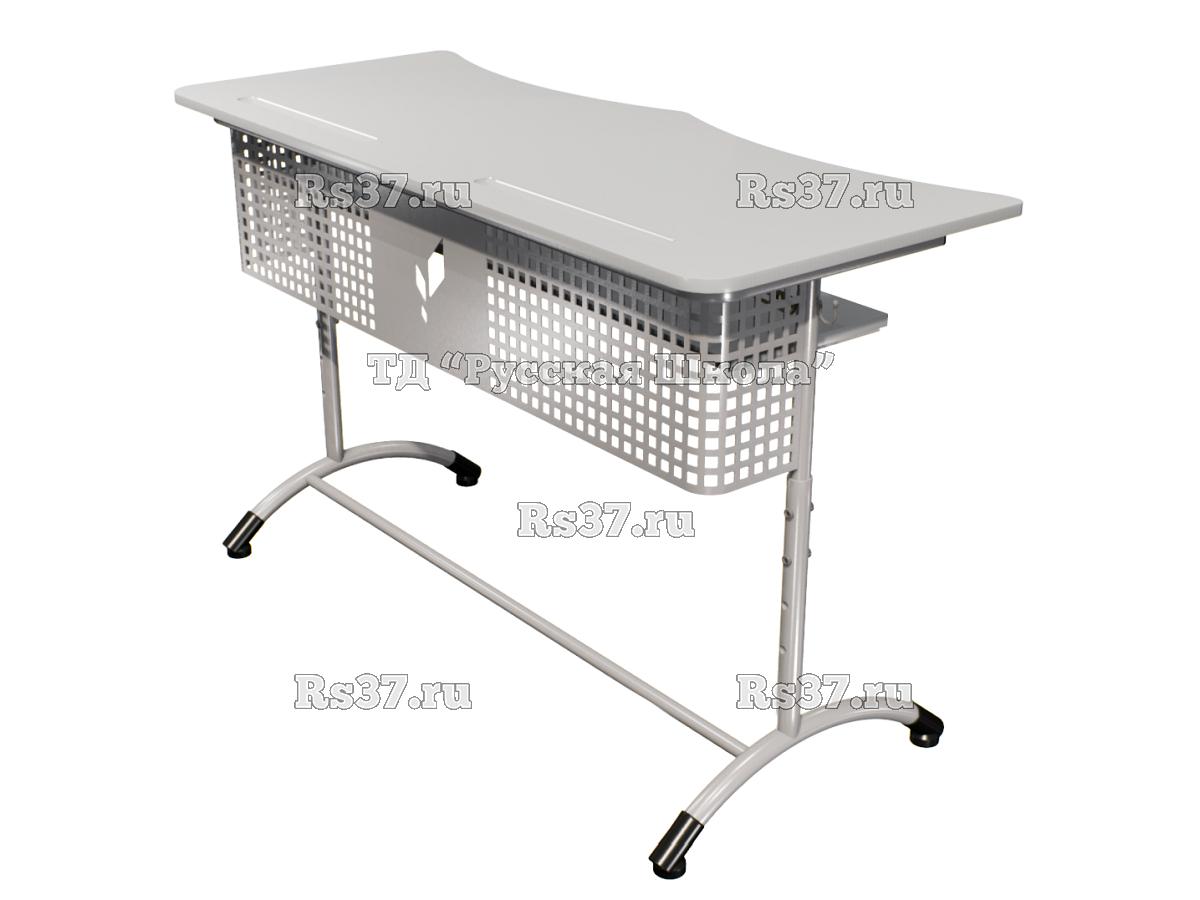 Стол ученический ДЖЕТ 2-мест регулируемый по высоте «Точка роста» (гр 4-6, ст. Серая, кр. Серая, мк. Серый/Серый)