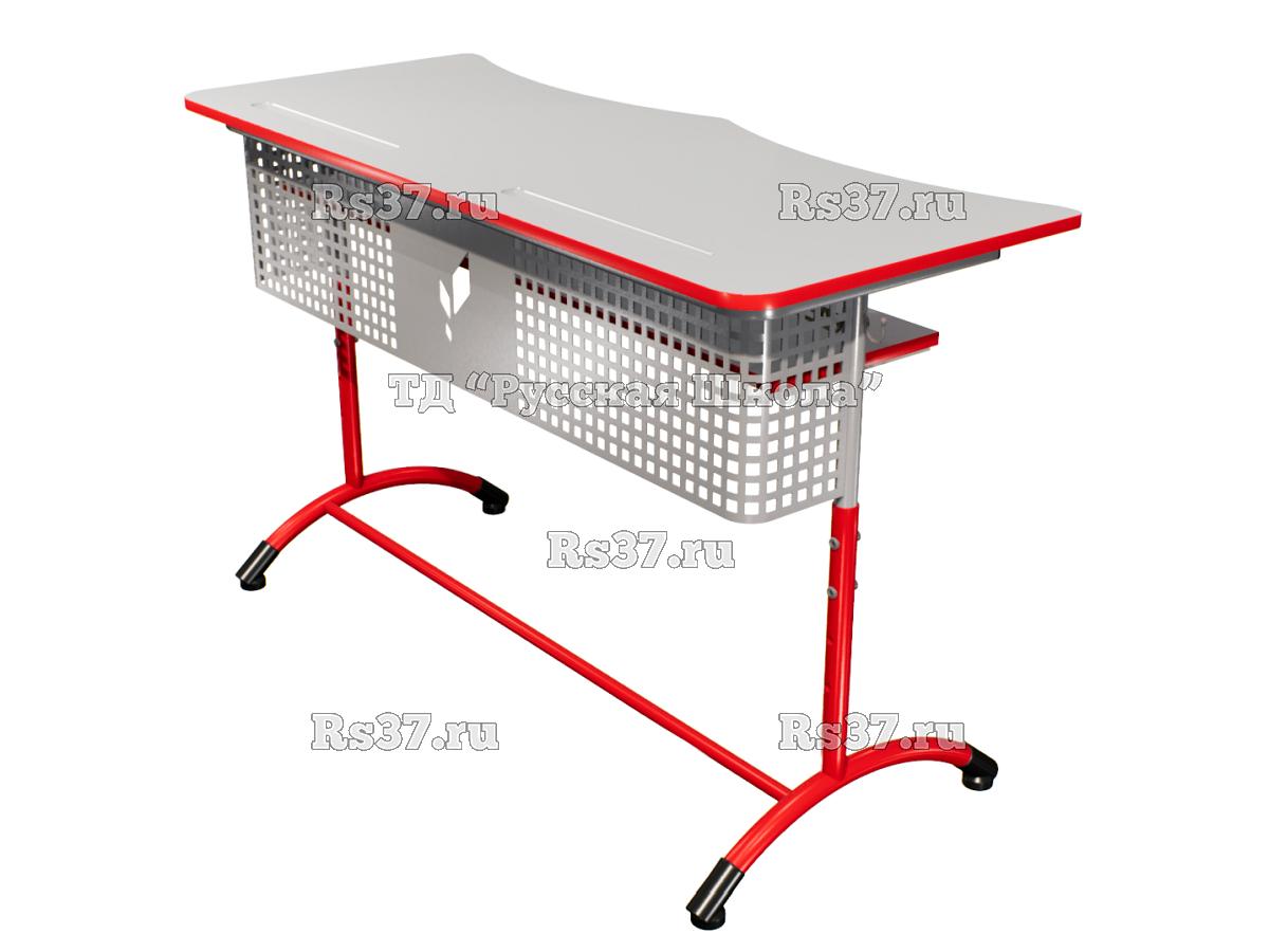 Стол ученический ДЖЕТ 2-мест регулируемый по высоте «Точка роста» (гр 4-6, ст. Серая, кр. Красная, мк. Серый/Красный)