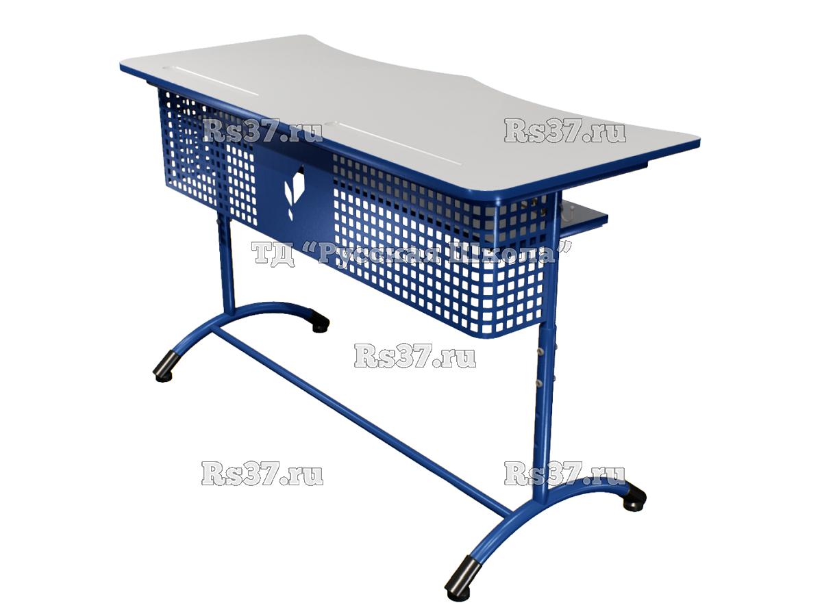 Стол ученический ДЖЕТ 2-мест регулируемый по высоте «Точка роста» (гр 4-6, ст. Серая, кр. Синяя, мк. Синий/Синий)