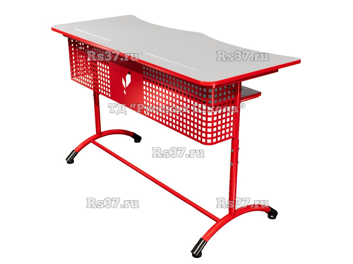 Стол ученический ДЖЕТ 2-мест регулируемый по высоте «Точка роста» (гр 4-6, ст. Серая, кр. Красная, мк. Красный/Красный)