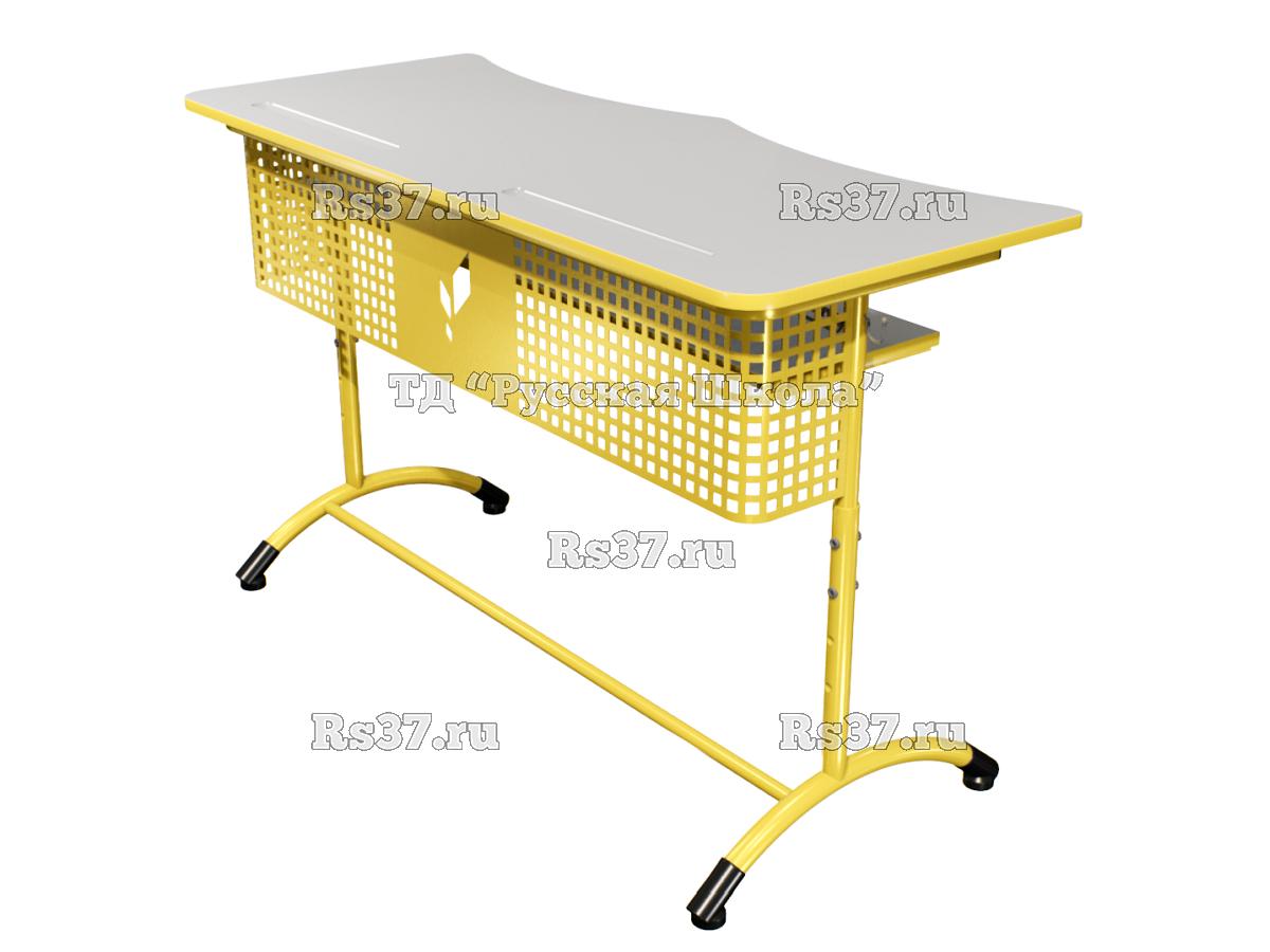 Стол ученический ДЖЕТ 2-мест регулируемый по высоте «Точка роста» (гр 4-6, ст. Серая, кр. Жёлтая, мк. Жёлтый/Жёлтый)