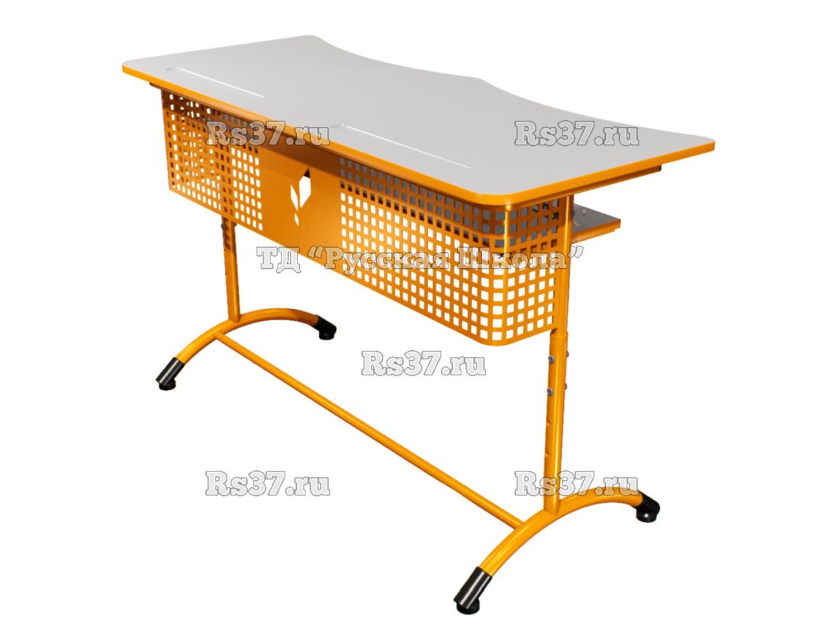 Стол ученический ДЖЕТ 2-мест регулируемый по высоте «Точка роста» (гр 4-6, ст. Серая, кр. Оранжевая, мк. Оранжевый/Оранжевый)