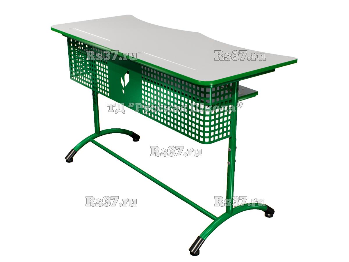 Стол ученический ДЖЕТ 2-мест регулируемый по высоте «Точка роста» (гр 4-6, ст. Серая, кр. Зелёная, мк. Зелёный/Зелёный)
