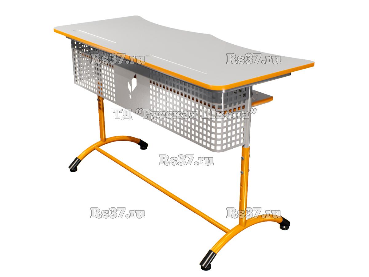 Стол ученический ДЖЕТ 2-мест регулируемый по высоте «Точка роста» (гр 4-6, ст. Серая, кр. Оранжевая, мк. Серый/Оранжевый)