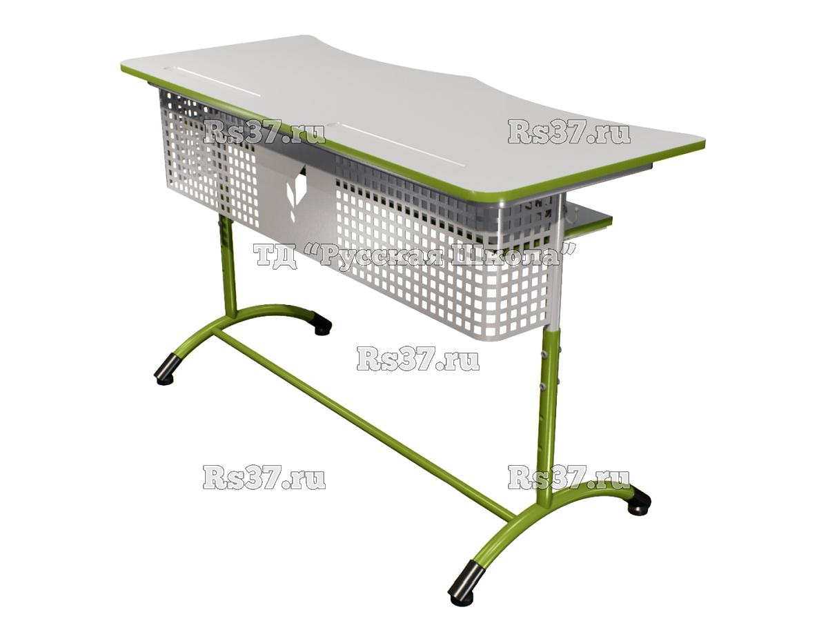 Стол ученический ДЖЕТ 2-мест регулируемый по высоте «Точка роста» (гр 4-6, ст. Серая, кр. Гринери, мк. Серый/Гринери)
