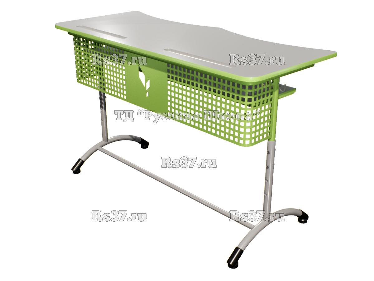 Стол ученический ДЖЕТ 2-мест регулируемый по высоте «Точка роста» (гр 4-6, ст. Серая, кр. Фисташковая, мк. Фисташковый/Серый)