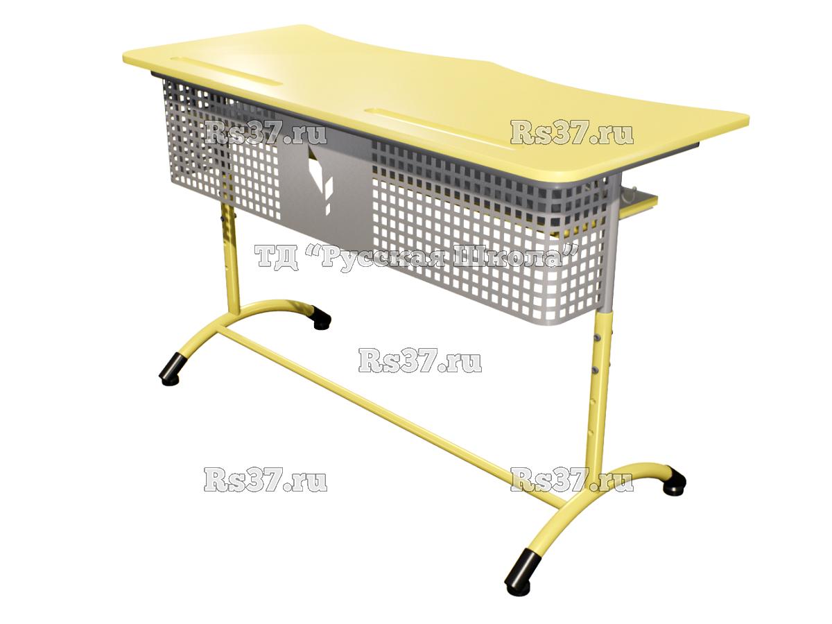 Стол ученический ДЖЕТ 2-мест регулируемый по высоте «Точка роста» (гр 4-6, ст. Жёлтая, кр. Жёлтая, мк. Серый/Жёлтый)