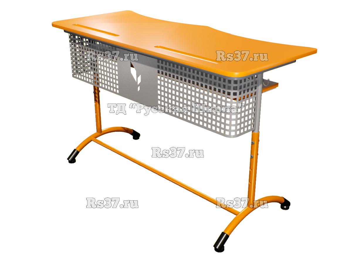Стол ученический ДЖЕТ 2-мест регулируемый по высоте «Точка роста» (гр 4-6, ст. Оранжевая, кр. Оранжевая, мк. Серый/Оранжевый)