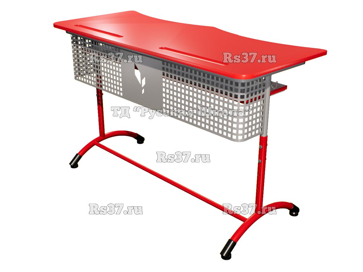 Стол ученический ДЖЕТ 2-мест регулируемый по высоте «Точка роста» (гр 4-6, ст. Красная, кр. Красная, мк. Серый/Красный)