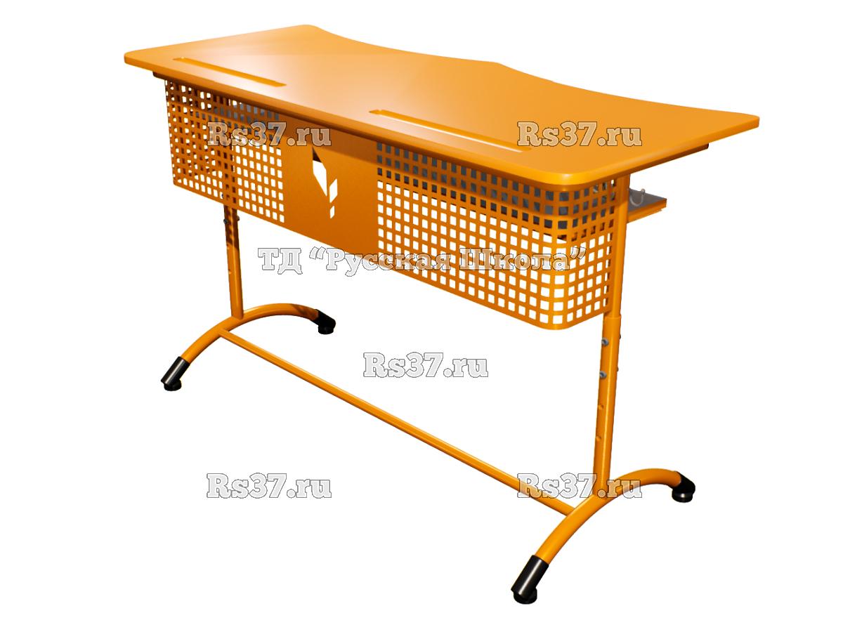 Стол ученический ДЖЕТ 2-мест регулируемый по высоте «Точка роста» (гр 4-6, ст. Оранжевая, кр. Оранжевая, мк. Оранжевый)
