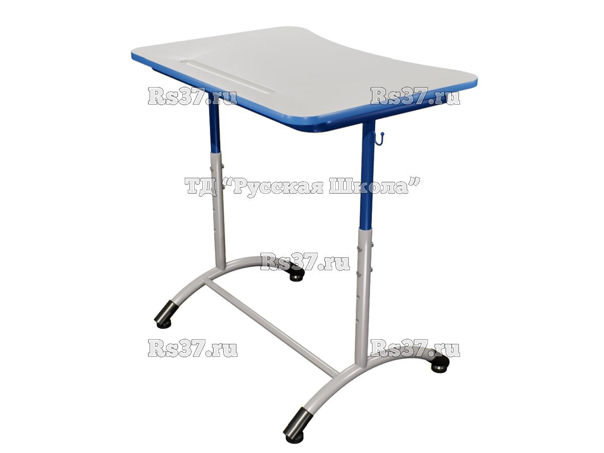 Стол ученический ДЖЕТ 1-мест регулируемый по высоте «Точка роста» (гр. 4-6, ст. Серая, кр. Синяя, мк. Синий/Серый)