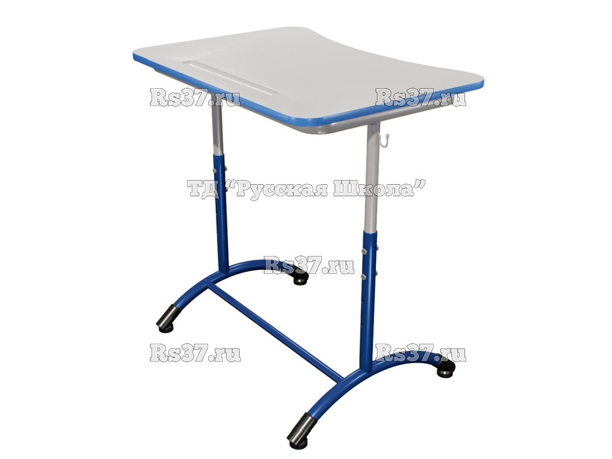 Стол ученический ДЖЕТ 1-мест регулируемый по высоте «Точка роста» (гр. 4-6, ст. Серая, кр. Синяя, мк. Серый/Синий)