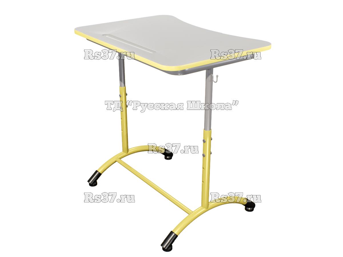 Стол ученический ДЖЕТ 1-мест регулируемый по высоте «Точка роста» (гр. 4-6, ст. Серая, кр. Лимонная, мк. Серый/Лимонный)