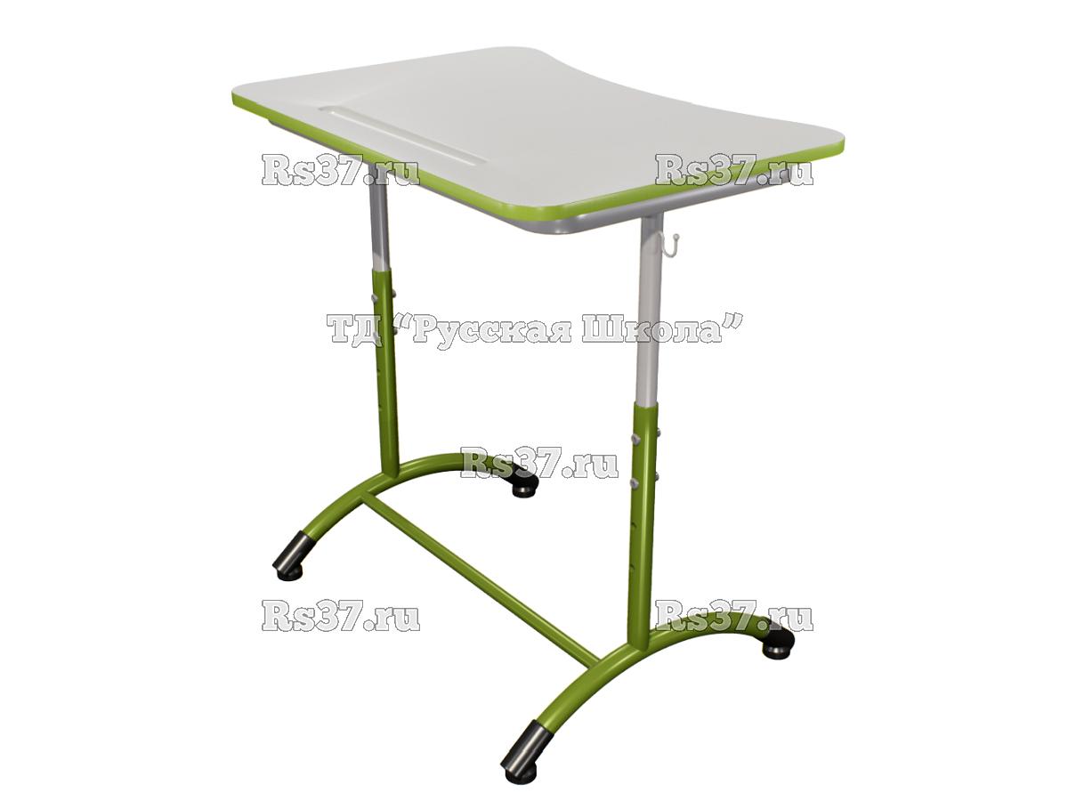 Стол ученический ДЖЕТ 1-мест регулируемый по высоте «Точка роста» (гр. 4-6, ст. Серая, кр. Гринери, мк. Серый/Гринери)