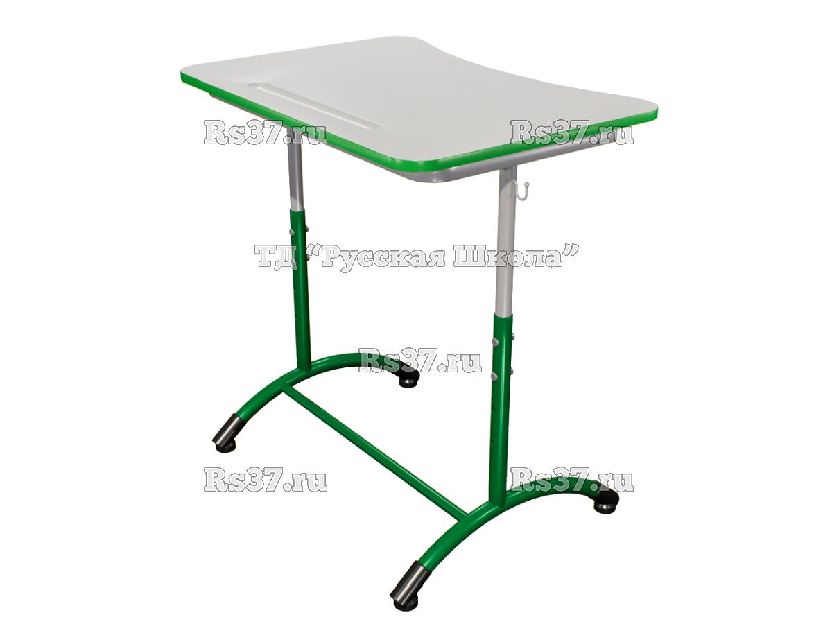 Стол ученический ДЖЕТ 1-мест регулируемый по высоте «Точка роста» (гр. 4-6, ст. Серая, кр. Зелёная, мк. Серый/Зелёный)