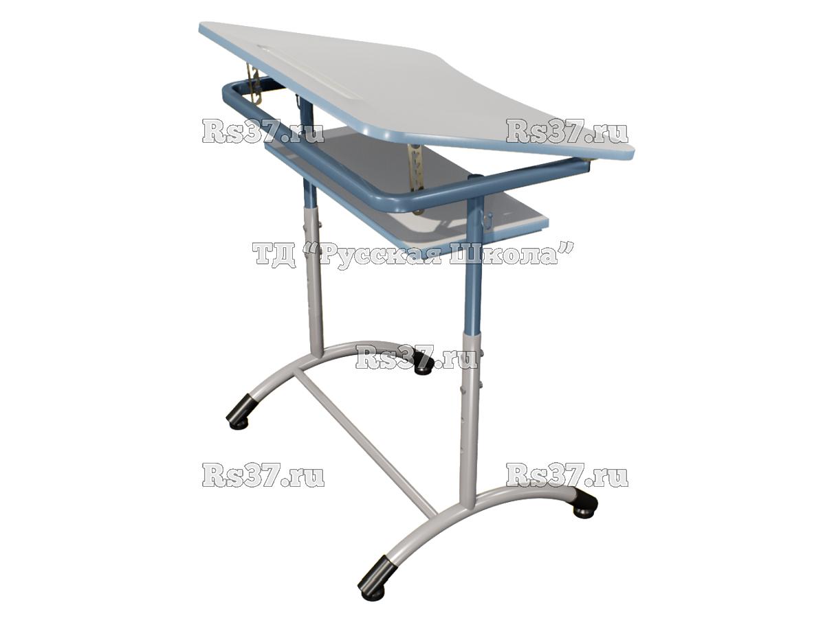 Стол ученический ДЖЕТ 1-мест регулируемый по высоте и углу наклона столешницы 0-15 градусов, с полкой «Точка роста» (гр. 4-6, ст. Серая, кр. Лавандовый, мк. Лавандовый/Серый)