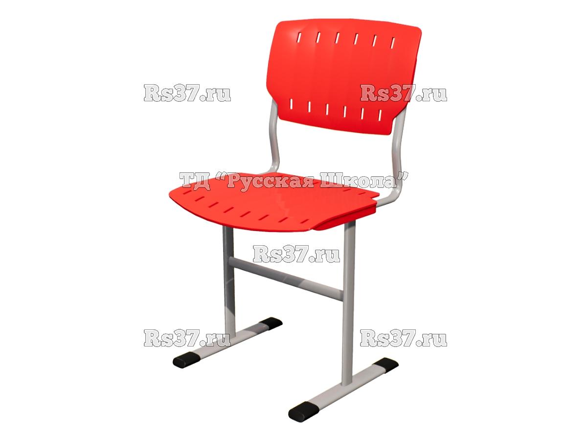 Стул ЭКО ученический нерегулируемый цельносварной на плоскоовальной трубе (гр. 3,4,5,6, пластик Сигма), ц. Красный, мк. Серый