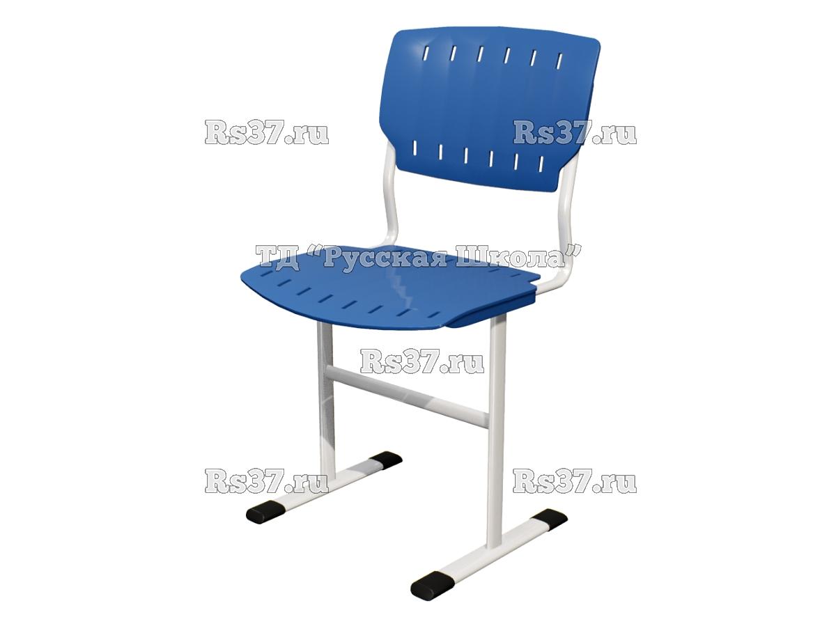 Стул ЭКО ученический нерегулируемый цельносварной на плоскоовальной трубе (гр. 3,4,5,6, пластик Сигма), ц. Синий, мк. Белый